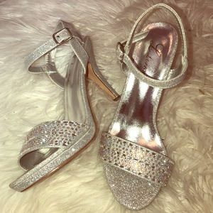 Prom/Homecoming Glitter Silver Glam Heels